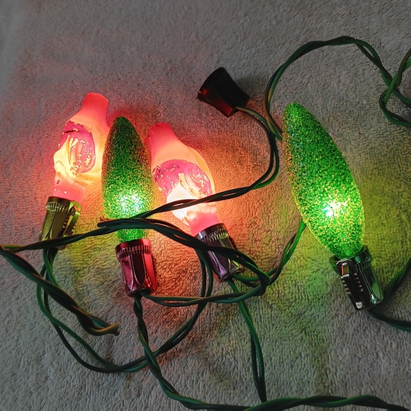 Festive Christmas String Lights with Green and Red Bulbs